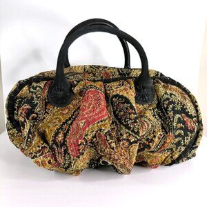 Zara Weekend Tapestry French Toile Suede Handle Rococo Bag Tote Hand Luggage